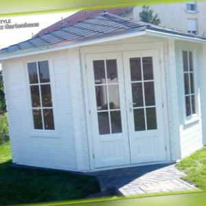 5 Eck Gartenhaus Blockhaus 3x3M 5-Eckige Holz Pavillon, 28mm, Leonie EB28029F18