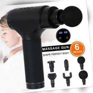 Electric LCD Massage Gun Massagepistole Massager Muscle Massagegerät+6 Köpfe DHL