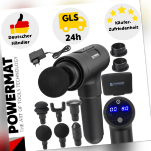 Powermat Massagepistole PM-MAS-1800BM Vibrations-Massagegerät (1800mAh)+6 Köpfe