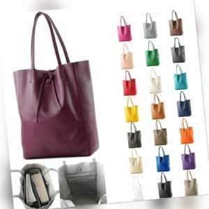 ital. Ledertasche Damentasche Shopper Groß DIN A4 Schultertasche Leder T163