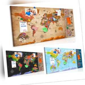 Bild Weltkarte Pinnwand wie Kork Holzfaser WANDBILDER XXL Wohnzimmer Memotafel