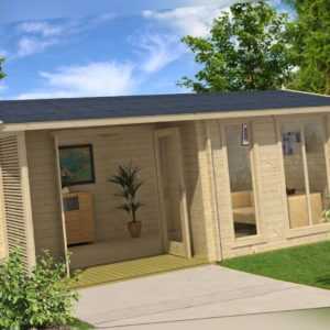 Gartenhaus BRIGTHON 44, 540 x 390 cm, 5,4 x 4 m, 44 mm Blockbohlen LASITA MAJA