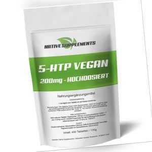 450 Tabletten 5-HTP Vegan - 200mg Hochdosiert / 5-Hydroxytryptophan - Serotonin
