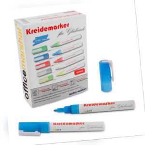 Kreidemarker Kreidestift Flüssigkreide Marker Whiteboardmarker | Blau  | 12 Stk