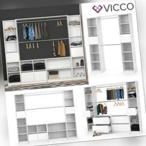 VICCO Kleiderschrank GUEST offen begehbar Regal Kleiderständer Schrank weiß
