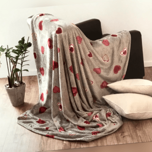 Wohndecke Sofadecke Flanell bedruckt Herzen 100% Polyester 150 x