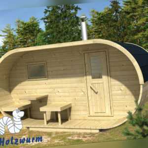 Sauna Oval Holz 405x240 cm 28/42 mm Ofen Holzofen Elektroofen Fichte Neu