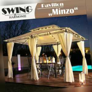 LED - Pavillon 3x4m Garten Pavilon Designer Pavillion Gartenzelt Solar Pavilion