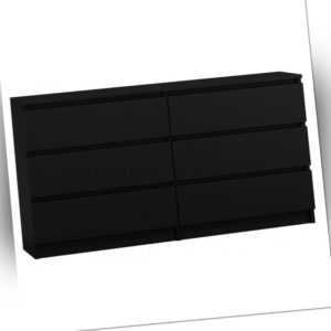 Kommode mit 6 Schubladen Sideboard 120cm Anrichte holz schwarz