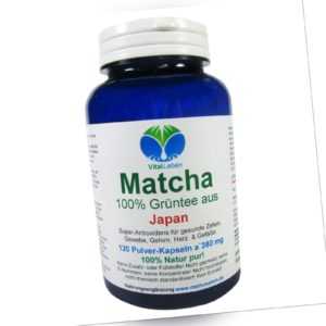 Matcha Grüntee aus Japan 120 Pulver Kapseln Ohne Zusatzstoffe Natur Pur. 25460