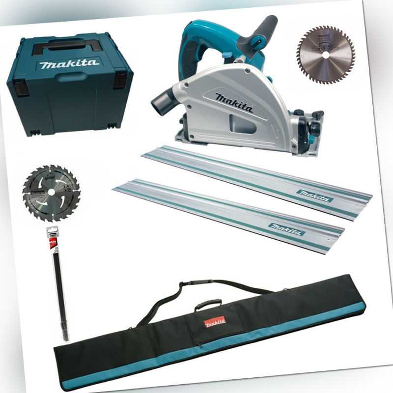 Makita SP6000J2 2 x HM Sägeblatt / Tasche / 2 x Schiene / Verbinder - Tauchsäge