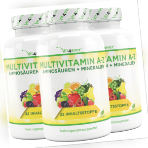 3x 365 Multivitamin A-Z Tabletten (vegan) Vitamine + Mineralien 32 Wirkstoffe