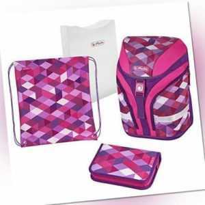 Herlitz Schulranzen Set Schulrucksack Grund Schul Ranzen Mäppchen Mädchen Rosa