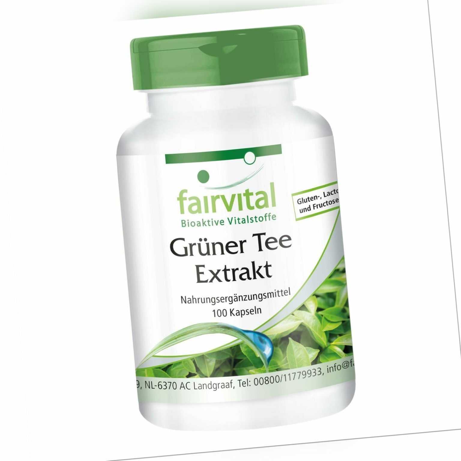 Grüner Tee Extrakt 100 Kapseln, hochdosiert, 50% Polyphenole | VEGAN | fairvital