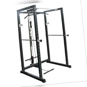 TrainHard® Power Rack Käfig Squat Multipresse m. Latzug Fitnessstation