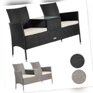 Gartenbank Bank Sitzbank Tisch Poly Rattan Gartenmöbel Tete a Tete Lounge Sofa