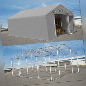 LAGERZELT 4x8 - 8x12m Industriezelt PVC 600g/m2 Lagerhalle Garagenzelt Weidezelt