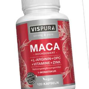 (€17,02/100g) Maca Kapseln hochdosiert + L- Arginin + OPC, Zink, Vitamin B6, B12
