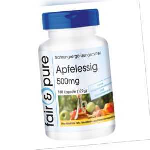 Apfelessig 500mg - 180 Kapseln, vegan, fair & pure