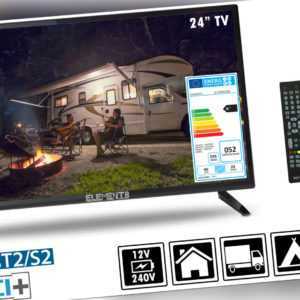 Elements Fernseher LED TV 24" Zoll Full HD DVB-T2/S2 Camping/Wohnwagen 220V/12V