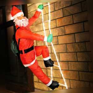 Weihnachtsmann Leiter 90cm LED beleuchtet Nikolaus Weihnachten Deko Santa Claus