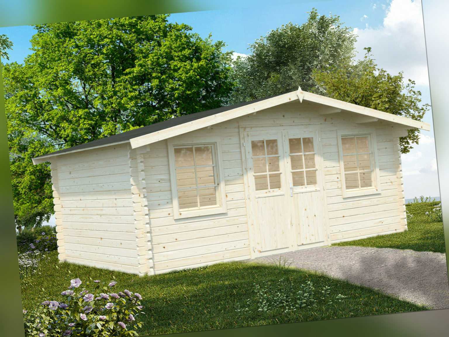 44 mm Gartenhaus 5x5m Palma G9 + Schindeln Gerätehaus Blockhaus Holzhaus Datsche