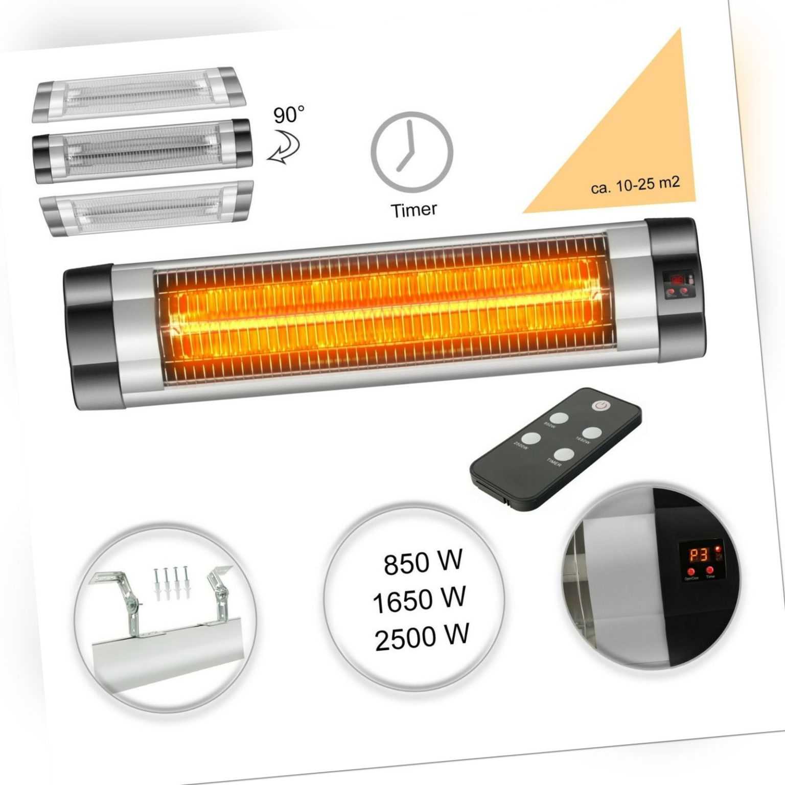 Arebos Infrarot Heizstrahler Wärmestrahler Infrarotstrahler Fernbedienung 2500W