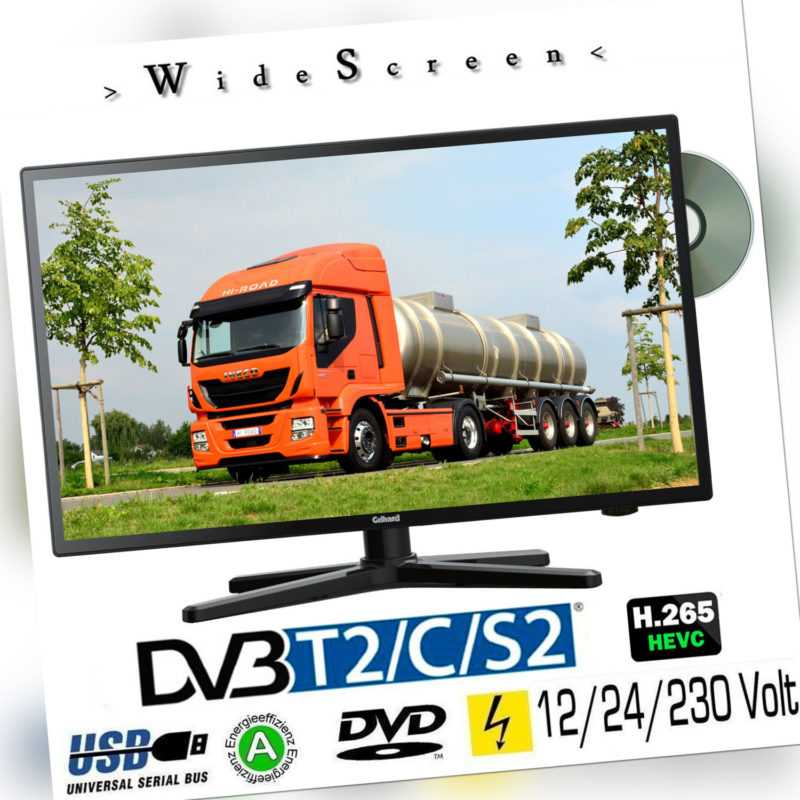 Gelhard GTV2482 LED 24 Zoll Wide Screen TV DVD DVB/S/S2/T2/C 12/24/230 Volt LKW