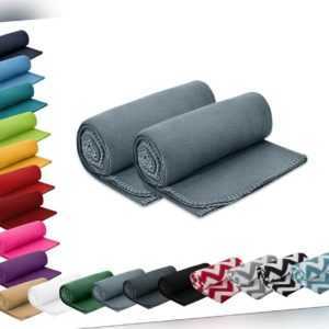 2er Set Fleecedecke 130x160 Wohn- & Kuscheldecke Tagesdecke grau