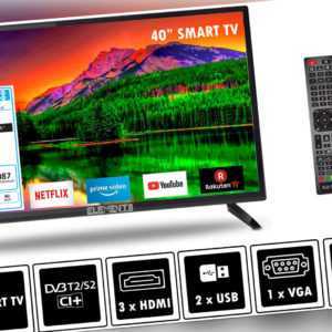 Elements Fernseher LED Android Smart TV 40" Zoll Full HD DVB-T2/S2 2x Remote
