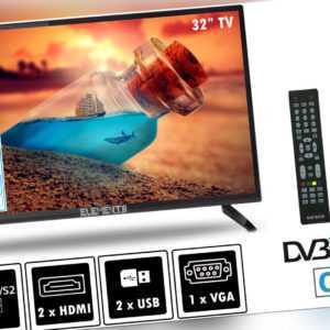 Elements Fernseher LED TV 32" Zoll Full HD DVB-T2/S2 Receiver 2x Remote