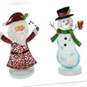 Metall Deko Figur mit 9 LED's - Weihnachtsmann Schneemann Weihnachtsdeko