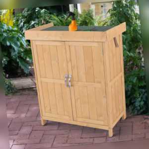 Outsunny Geräteschrank Geräteschuppen Holzschrank 2 Fächer Tannenholz Natur
