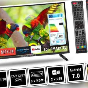 Elements Fernseher LED Android Smart TV 50" Zoll 4K UHD DVB-T2/S2 2x Remote