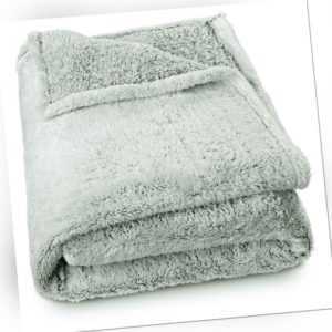 Kuscheldecke Wohndecke Sofa Sherpa Fleece Melange Optik grau weiß