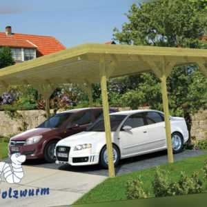 Doppelcarport Dubbel 600x500 cm Holz Carport Unterstand 12 x 12 cm Pfosten Neu