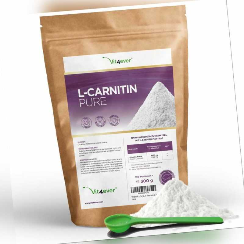 2x L-Carnitin Tartrat Pulver = 600 g Hohe Reinheit Fettverbrennung + Diät Vegan