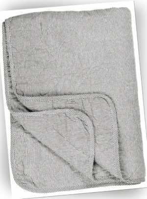 Decke Quilt Tagesdecke Überwurf Gestreift Grau Weiß 180x130cm Ib
