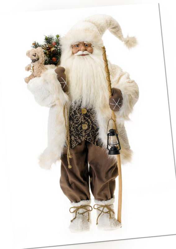 95cm Weihnachtsmann Deko Teddybär Figur LED Santa Claus Nikolaus Weihnachtsdeko