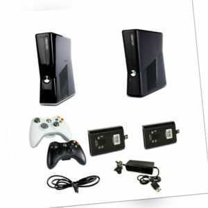 XBox 360 Slim Konsole Trinity 10,83A Corona 9,6A Schwarz Kabel Controller Spiel