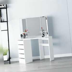 WestWood Makeup Jewelry Wood Dressing Table 3 Large Mirrors 5 Drawers DT07 White