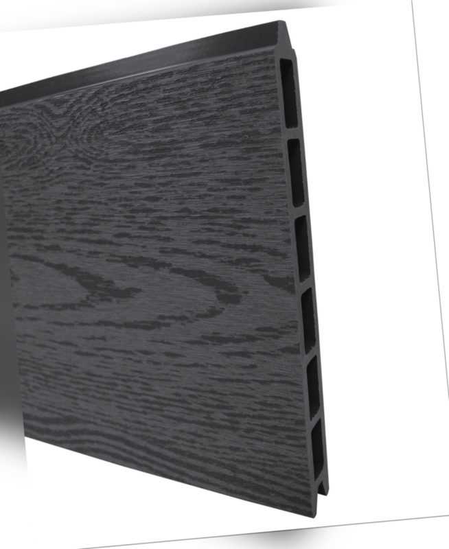 WPC Sichtschutz Steckzaun Zaun Paneel Brett Stein Grau System 183,6 x 21 x 2 cm 