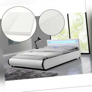 Polsterbett Doppelbett Kunstleder Bettgestell Matratze 140x200cm LED ArtLife®