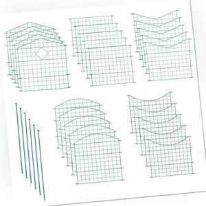 Teichzaun Gartenzaun 11tlg Set Zaun Teich 5 Zaunelemente Gitterzaun Metall grün