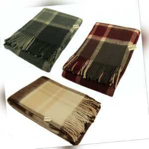 Wolldecke 100% Reine Schurwolle Wohndecke Plaid Schurwolldecke