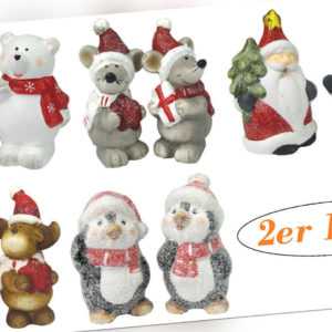 Weihnachtsfiguren - Weihnachtsdeko - 2er Set aus Keramik, verschiedene Motive