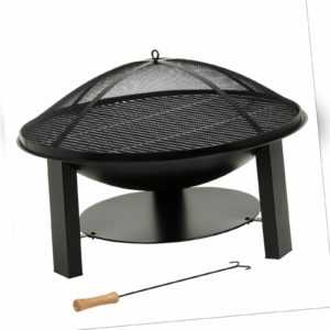 Feuerschale Feuerstelle Terrassenofen 75 cm Gusseisen Gartenfeuer mit Grillrost