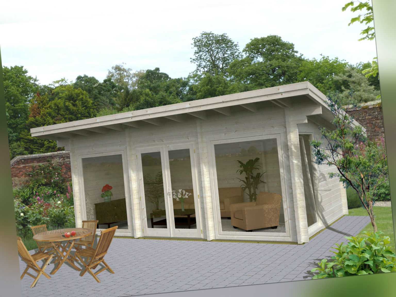 Gartenhaus Heidi 1 / Heidi ISO Blockhaus 640 x 360 cm Ferienhaus Holzhaus 70 mm