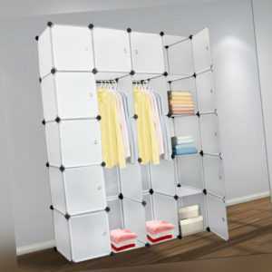 Regalsystem Kleiderschrank 20 Würfel mit Türen Steckregal Garderobe DIY