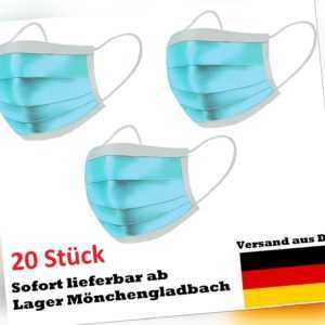 Mund Nasen Maske 20 Stück Einwegmaske Behelfsmaske Community DIY Maske 3-Lagig